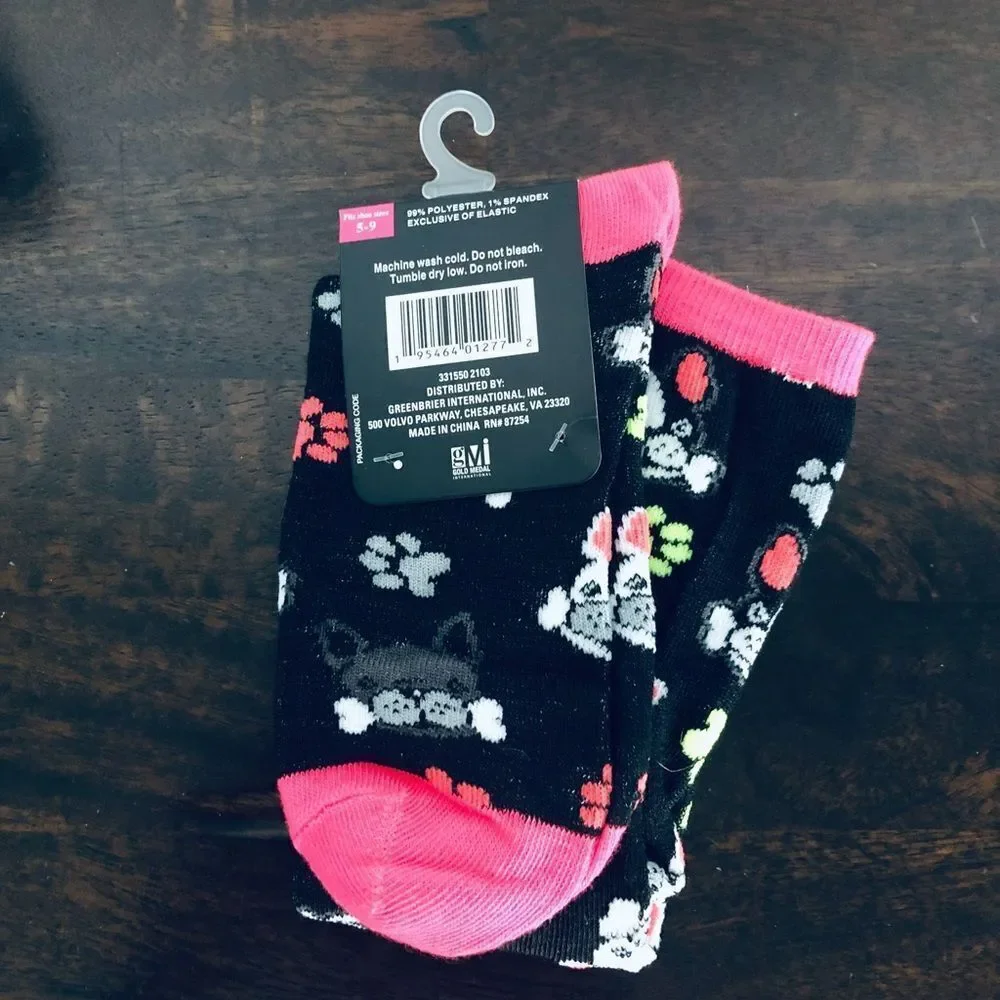 Frenchie Boston Terrier Dog Paw Print Knee Socks